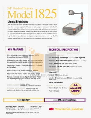 Pdf For 3m Projector 1825 Plus Manual #2937089