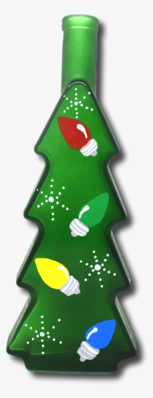 Hand Painted Christmas Tree Bottle Colored Light Bulbs - Wine #2937168