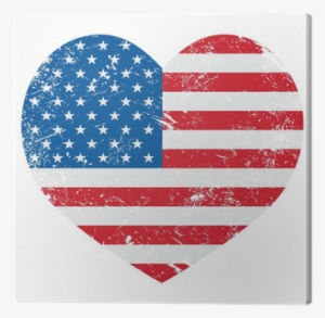 Cuadro En Lienzo Estados Unidos De América Bandera - American Flag Heart Logo #2938391