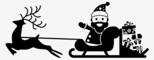 Santa Claus On His Sled Carried By A Reindeer Vector - Santa Claus Deer Logo #2939649