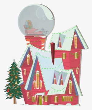 Background Exterior Santa House Winter Globe House - Christmas Tree #2941520