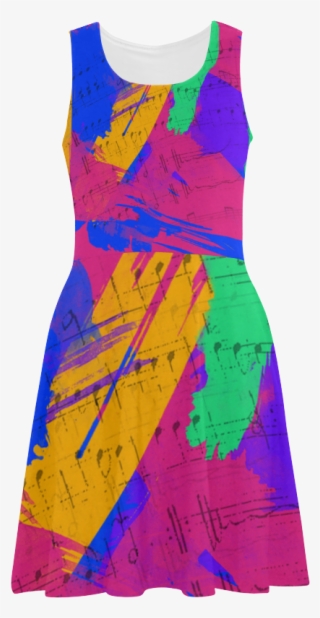 Groovy Paint Brush Strokes With Music Notes Atalanta - Day Dress #2941754