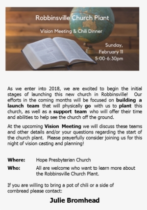 Robbinsville Church Plant Insert For Webpage - Brochure #2943595