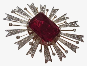 Stunning Signed Kjl Kenneth J Lane Red Emerald Swarovski - Kenneth Jay Lane #2944857