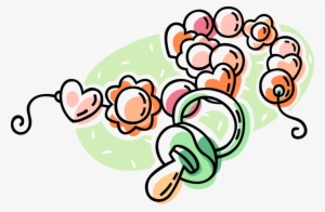 Vector Illustration Of Newborn Infant Baby Pacifier - Infant #2945597