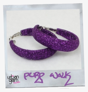 Purple Glitter Hoop Earrings - Purple Earrings #2950942
