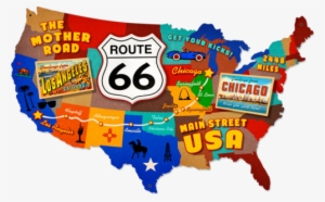 American Retro Tin Sign - Carte De La Route 66 #2952601