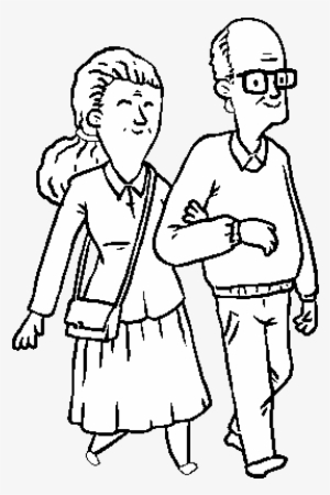 Dibujo De Pareja De Abuelos Para Colorear - Kartun Pasangan Hitam Putih Png #2954435