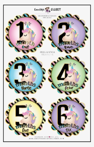 Unicorn Baby Monthly Photo Stickers - Rainbow #2954671