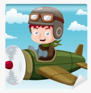 Illustration Of Boy On Plane Vector Wall Mural • Pixers® - Euclidean Vector #2959793