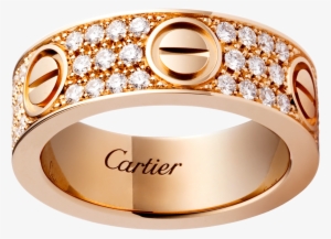Love Ring, Diamond-pavedpink Gold, Diamonds - Cartier Love Ring Diamond #2966513