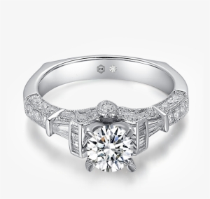 V-frame Filigree Micropavé Vintage Engagement Ring #2968670