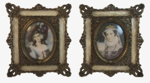 Pair Metal Filigree Frames With Celluloid Faux Mop - Felt #2968829