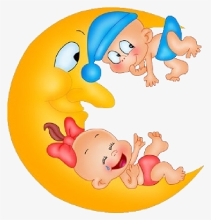 Baby Girl And Boy On Moon Cartoon Clip Art Images - Baby On Moon Cartoon #2970591