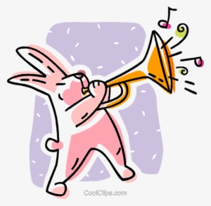 Easter Bunny Playing A Trumpet Royalty Free Vector - Easter #2971318