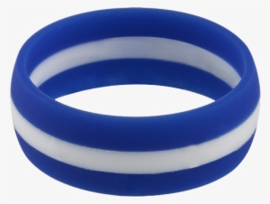 Blue With White Stripe Silicone Ring - Blue #2971765
