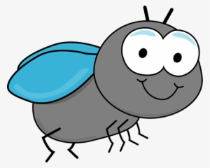 Gray Fly Clip Art Image Gray Cartoon Fly With Blue - Fly Cartoon Black ...