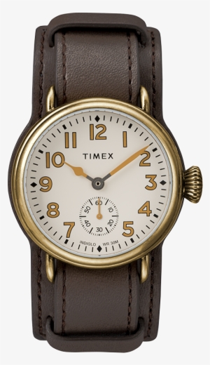 Welton 38mm Leather Strap Watch Bronze-tone/brown/cream - Timex Watch #2974099