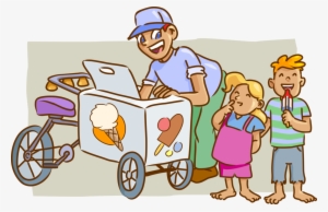 Vector Illustration Of Gelato Ice Cream Bicycle Vendor - Imagens De Sorveteiro Em Desenho #2976531
