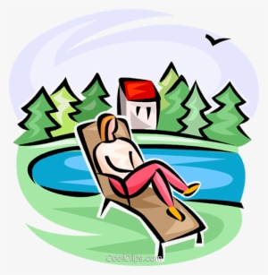 Person On A Lawn Chair Royalty Free Vector Clip Art - Lake Clip Art #2978383
