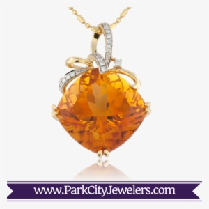 Fancy Cut Cushion Style Citrine Pendant - Diamond Snowflake Pendant #2978476