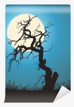 Dead Tree Silhouette In The Moonlight Wall Mural • - Dead Tree At Graveyard #2980899