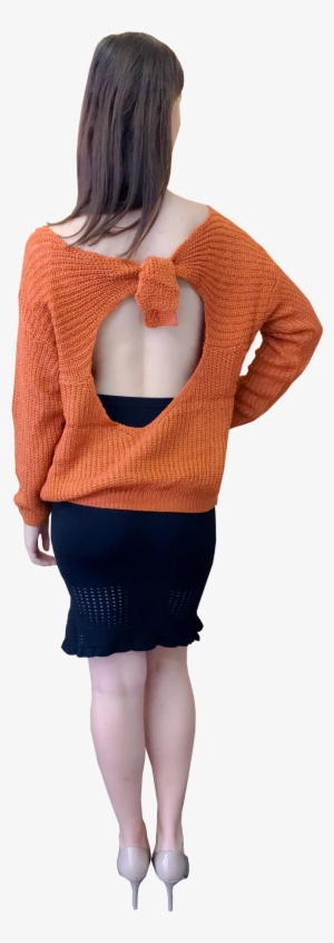 Tie Back Keyhole Jumper In Burnt Orange - Sleeve #2982726