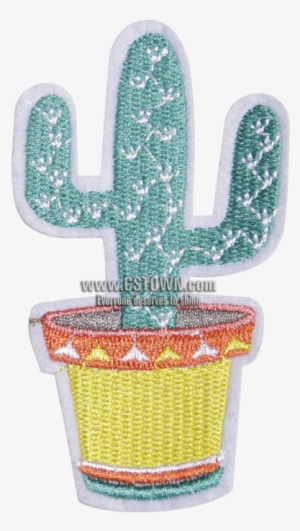 Cartoon Cactus Embroidery Patch For Kids' Shirts - Yellow #2983989