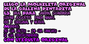 Mochila Gallina Pintadita - Calligraphy #2984314