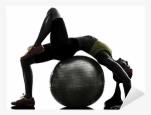 Supple Woman Exercising Fitness Ball Workout Silhouette - Treino Com Swiss Ball #2990655