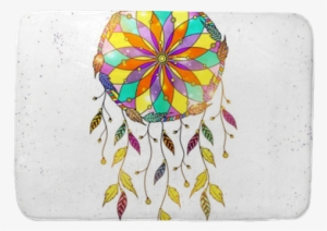 Boho Style Hand Drawn Dream Catcher With Ethnic Floral - Dreamcatcher #2991802