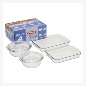 Pyrex Casserole & Roaster 4 Piece Set Grade A - Lid #2992830