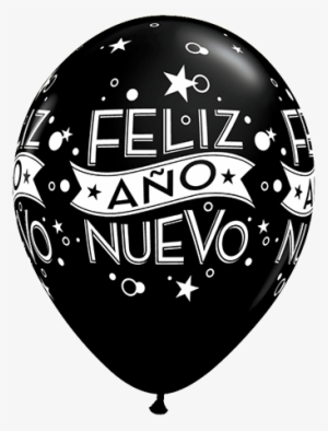 6 Globos Feliz Año Nuevo - Happy New Year Black Latex Balloons 6s #2993738