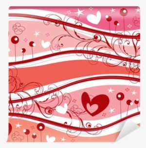 Pink Valentine Hearts And Curvy Swirls Wall Mural • - Retro Pink #2995738
