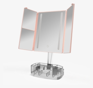 Rose Gold Mirror With Organizer -3 Fold Led Bluetooth - Computer Monitor #2996004