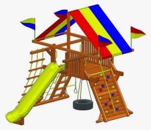 Castle Design Style * Angled Base With Tire Swing - Rainbow Playset #2997405