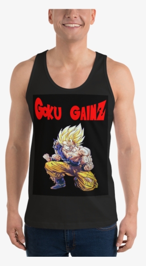 Image Of Goku Gainz (black Or White Tank Top) - T-shirt #2998373