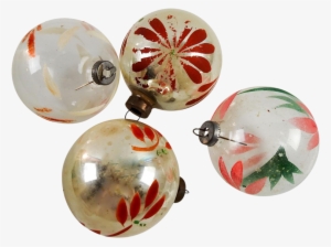 Vintage Silver & Clear Hand Painted Christmas Ornaments - Christmas Day #2998577