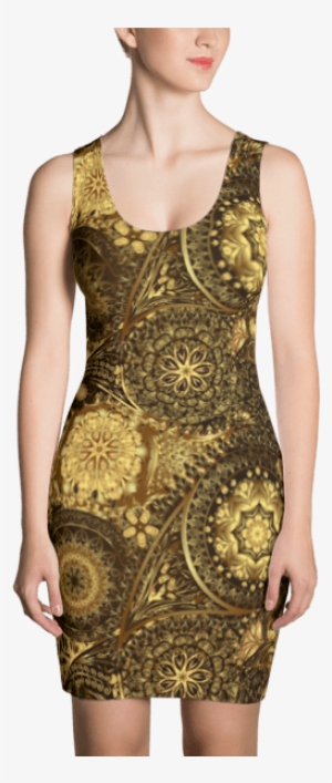 Golden Vintage Floral Ethnic Ornament Dress #2998863