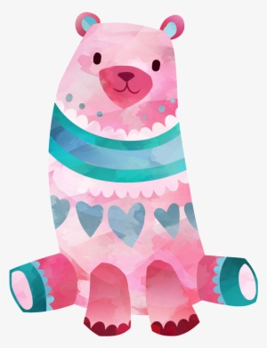 Cute Bear Watercolor Cartoon Png Images - Love Bear Beach Towel #30029