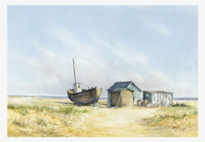 Beached Boat At Dungeness On Kent Coast - Seaside Watercolour #30741