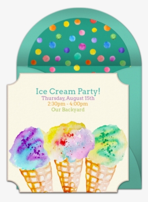 Ice Cream Watercolor Online Invitation - Birthday #32446