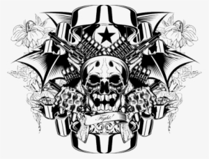 Body Art Tattoos Png Clipart - Skull And Crossed Guns Square Car Magnet 3" X 3" #32583