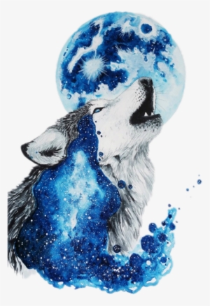 Wolf Lobo Moon Luna Galaxy Watercolor - Jonna Scandy Girl #32798