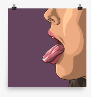Printed Watercolour Hot Girl Poster Of A Sexy Woman - Tongue #36052
