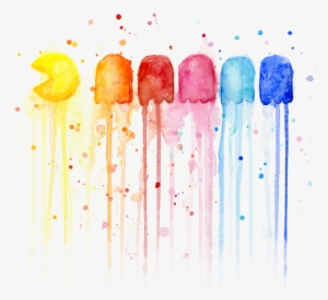 Click And Drag To Re-position The Image, If Desired - Pacman Watercolor Rainbow #36125