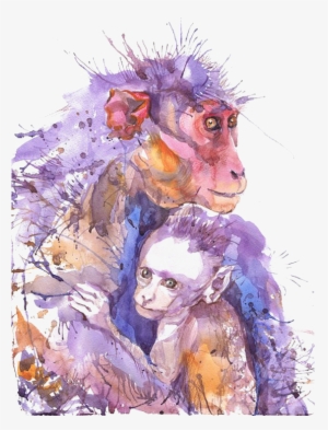 Graphic Download Cards Drawing Watercolor - Watercolor Gorila Painting #37297