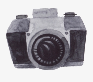 Watercolor Transparent For Retro Camera - Kamera Mit Azurblauem Blau-blätter Und Große Wanduhr #37830