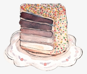 Cake Watercolor Painting Mmmmmmmmm - Chocolate Cake #38496