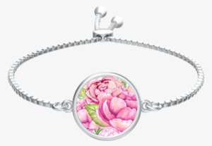 Watercolor Peony Slider Bracelet - Bracelet #38717